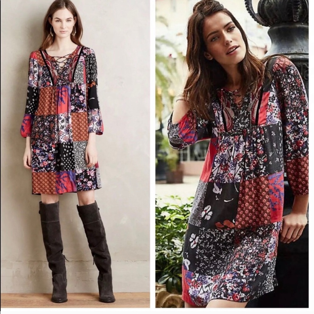 Anthropologie Arcata Patchwork Dress Size S